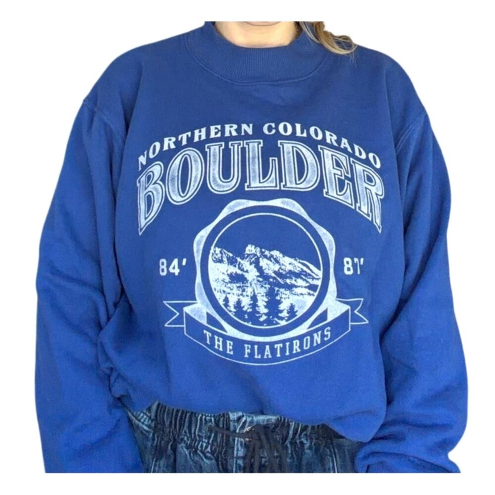 Northern Colorado Boulder Mockneck Sweatshirt Blue Graphic Pullover